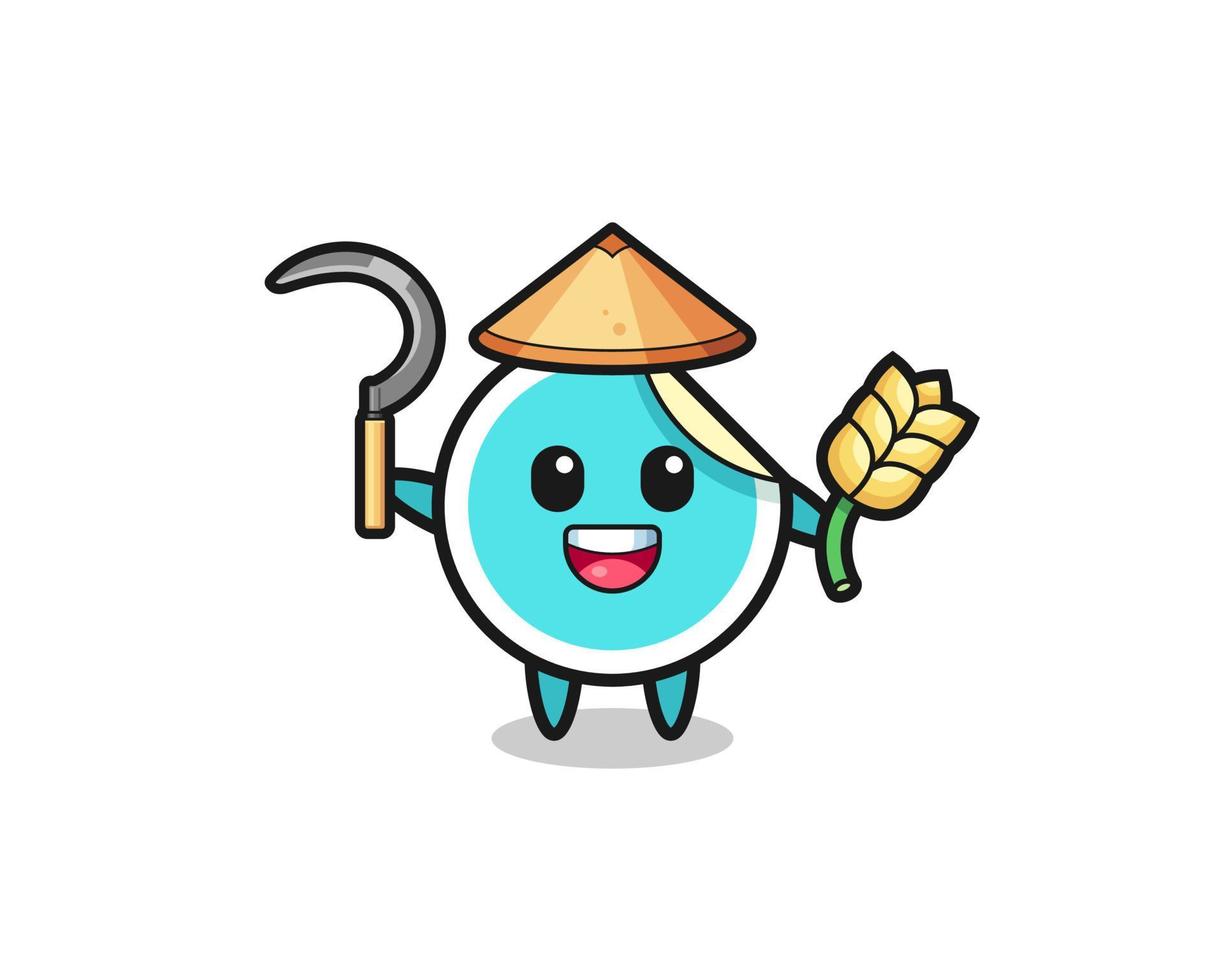 sticker Asian farmer holding paddy vector