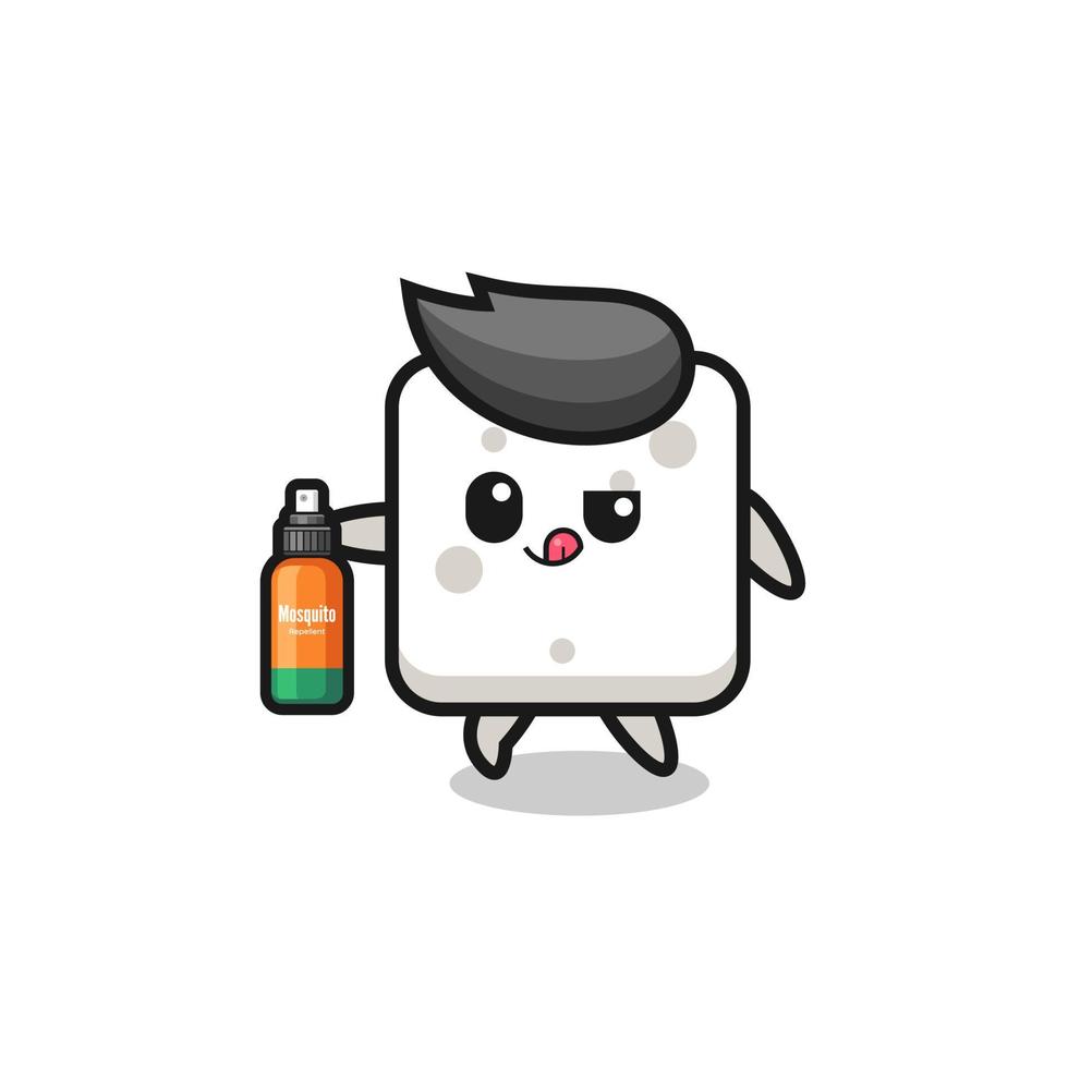 cute sugar cube holding mosquito repellent vector