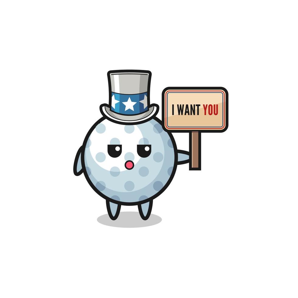 golf cartoon as uncle Sam holding the banner I want you vector