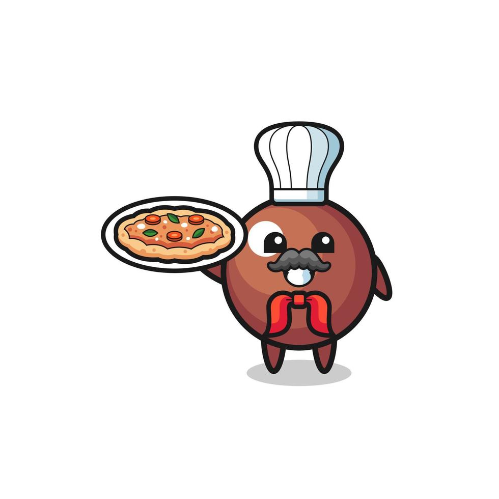 chocolate ball character as Italian chef mascot vector