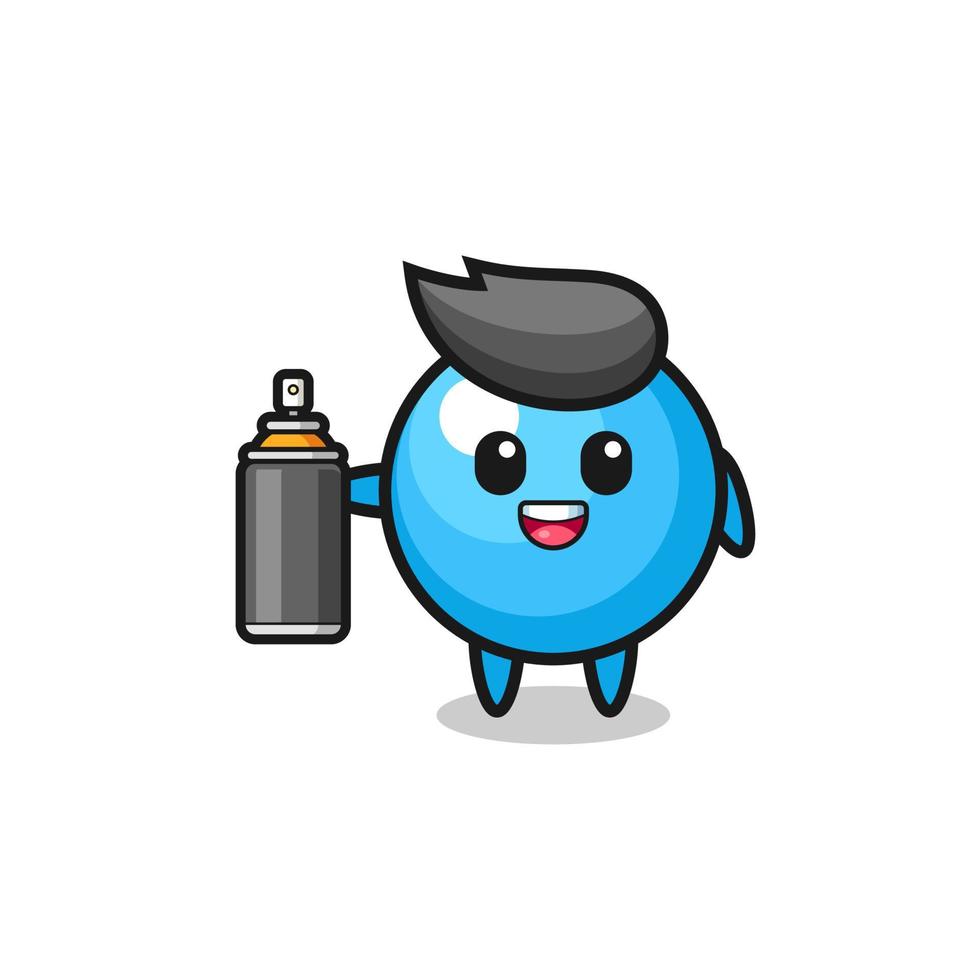 the cute gum ball as a graffiti bomber vector