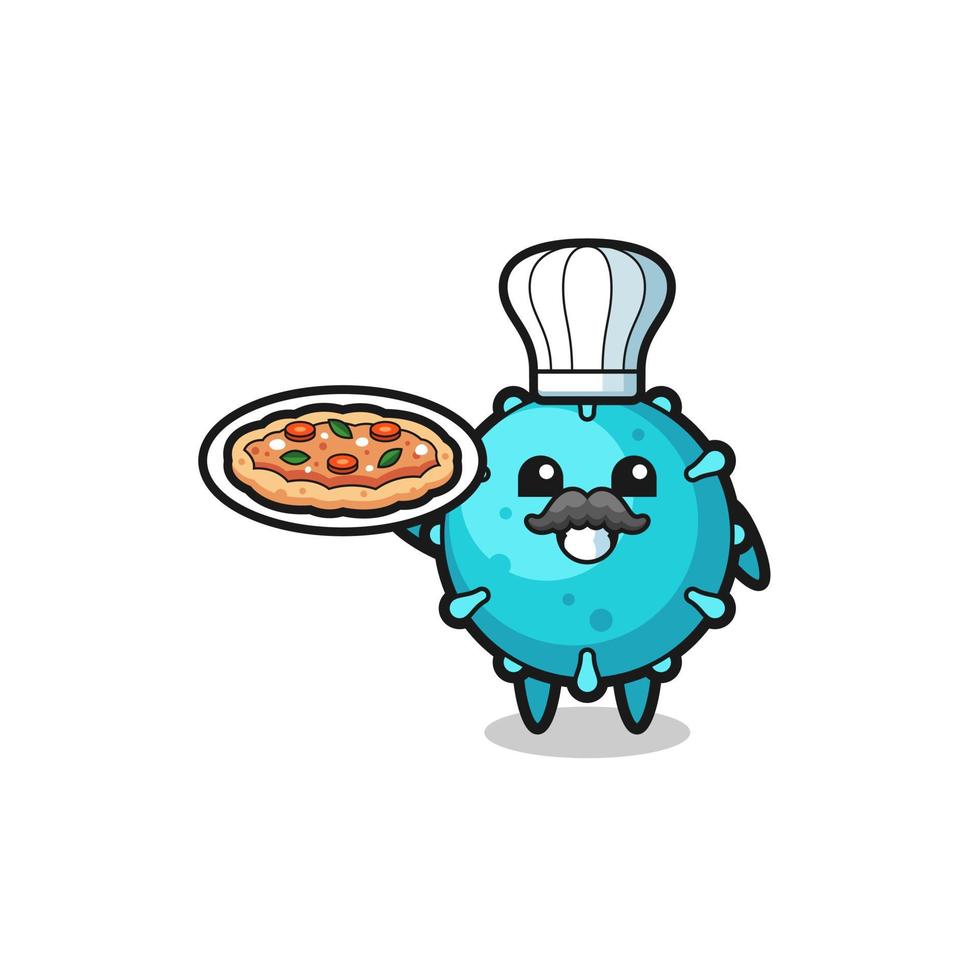 Carácter de virus como mascota del chef italiano vector