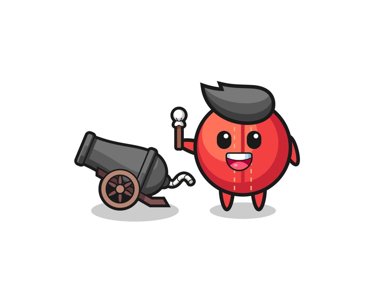 cute cricket ball shoot using cannon vector