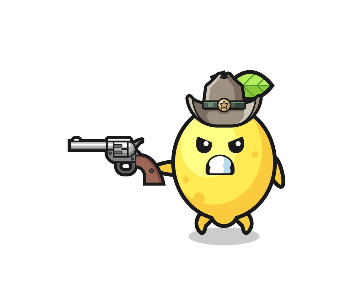 the lemon cowboy shooting with a gun vector