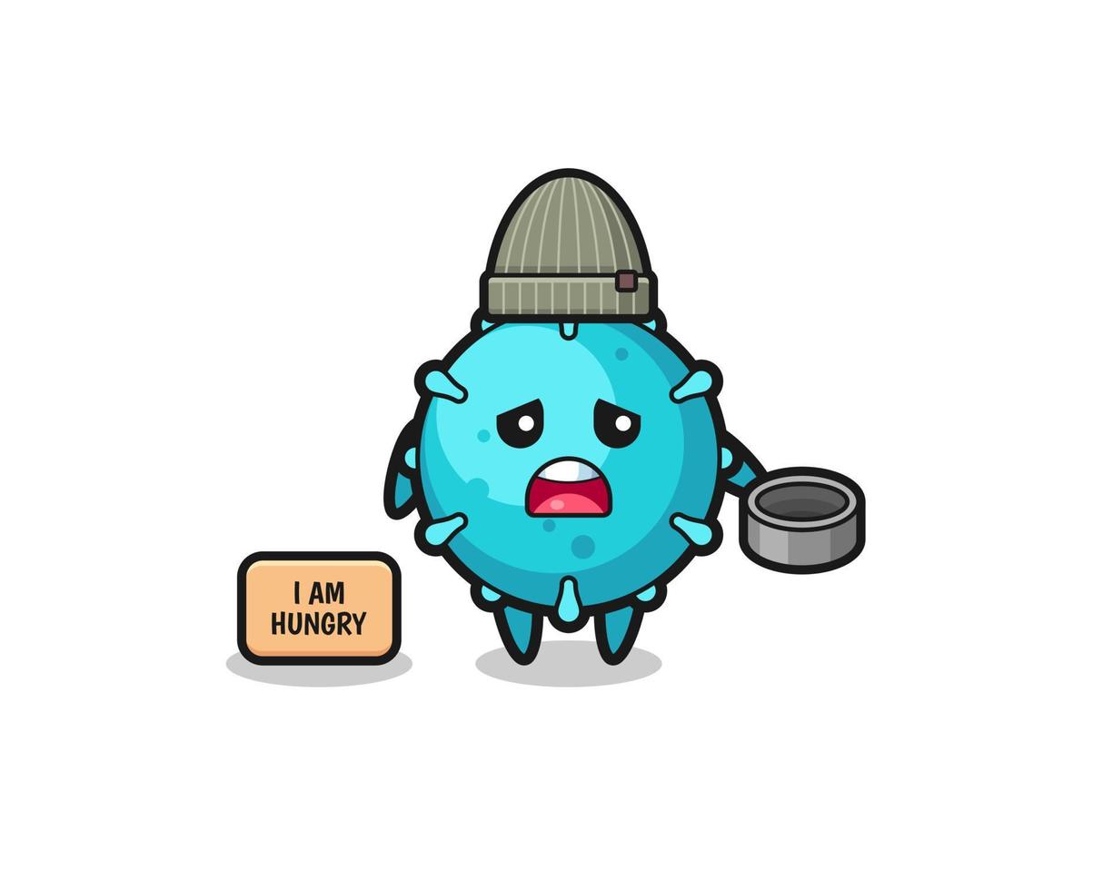 cute virus beggar cartoon character vector