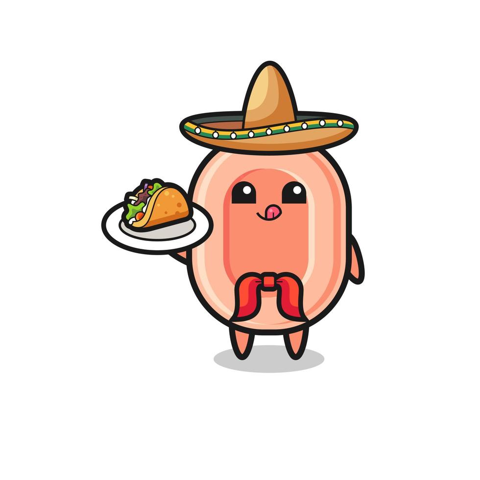 soap Mexican chef mascot holding a taco vector