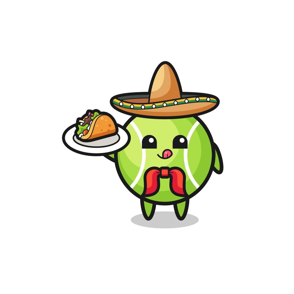 mascota de chef mexicano de tenis sosteniendo un taco vector