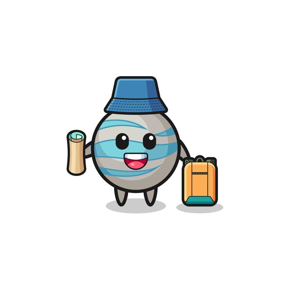 planet mascot character as hiker vector