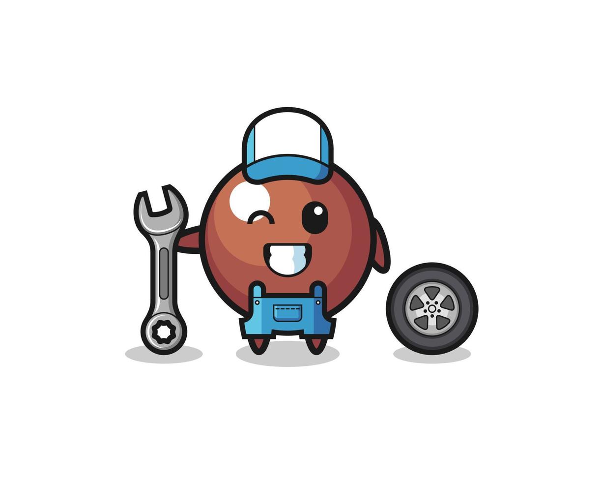 the chocolate ball character as a mechanic mascot vector