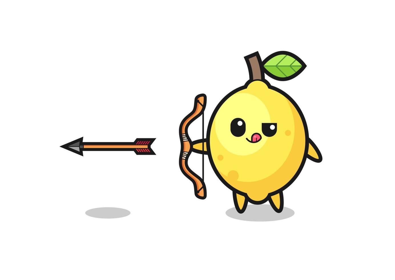 illustration of lemon character doing archery vector