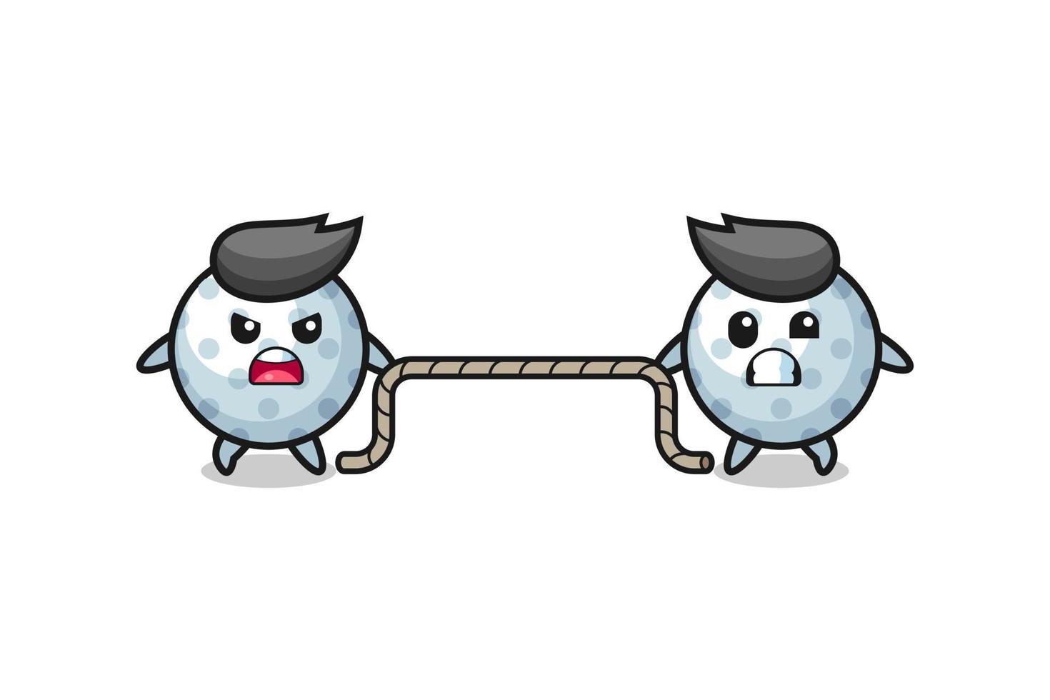 cute golf character is playing tug of war game vector