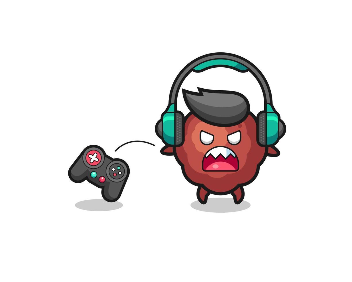 meatball gamer mascot is angry vector