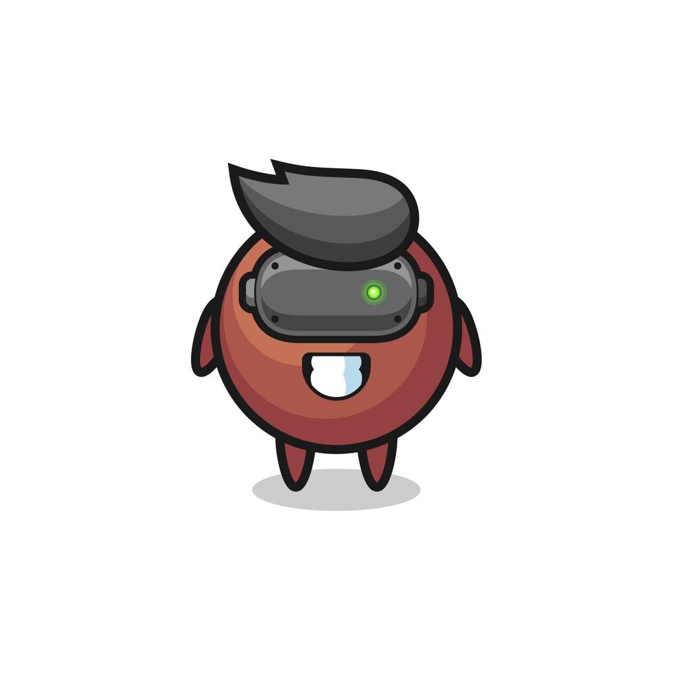 cute chocolate ball using VR headset vector