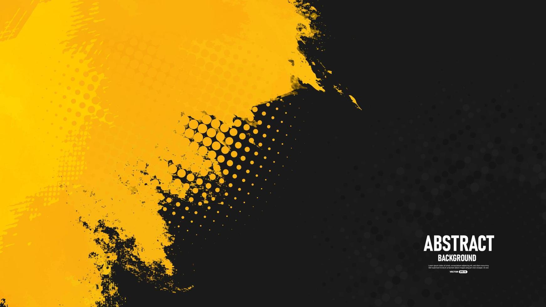 Fondo abstracto negro y amarillo con textura grunge. vector