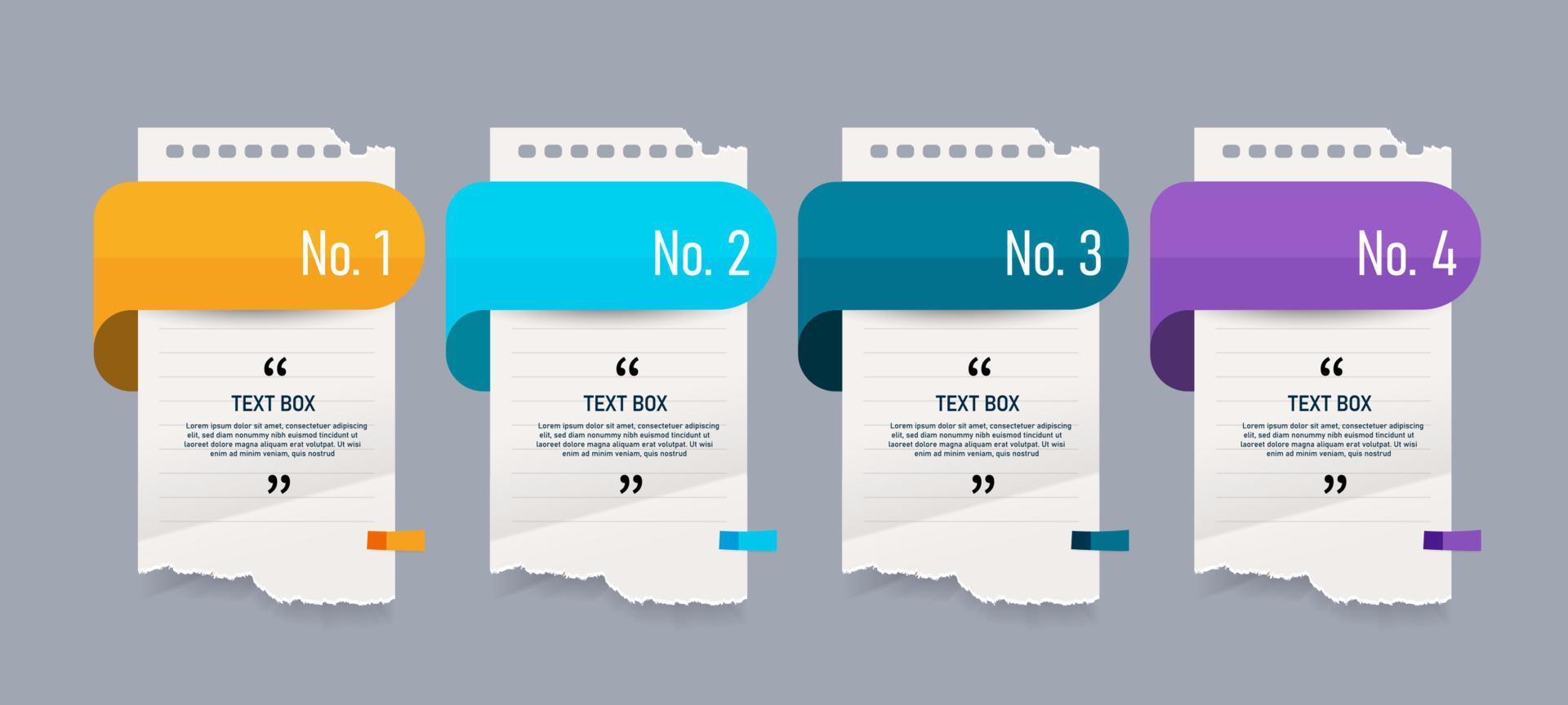Text box design with notepapers mockup vector