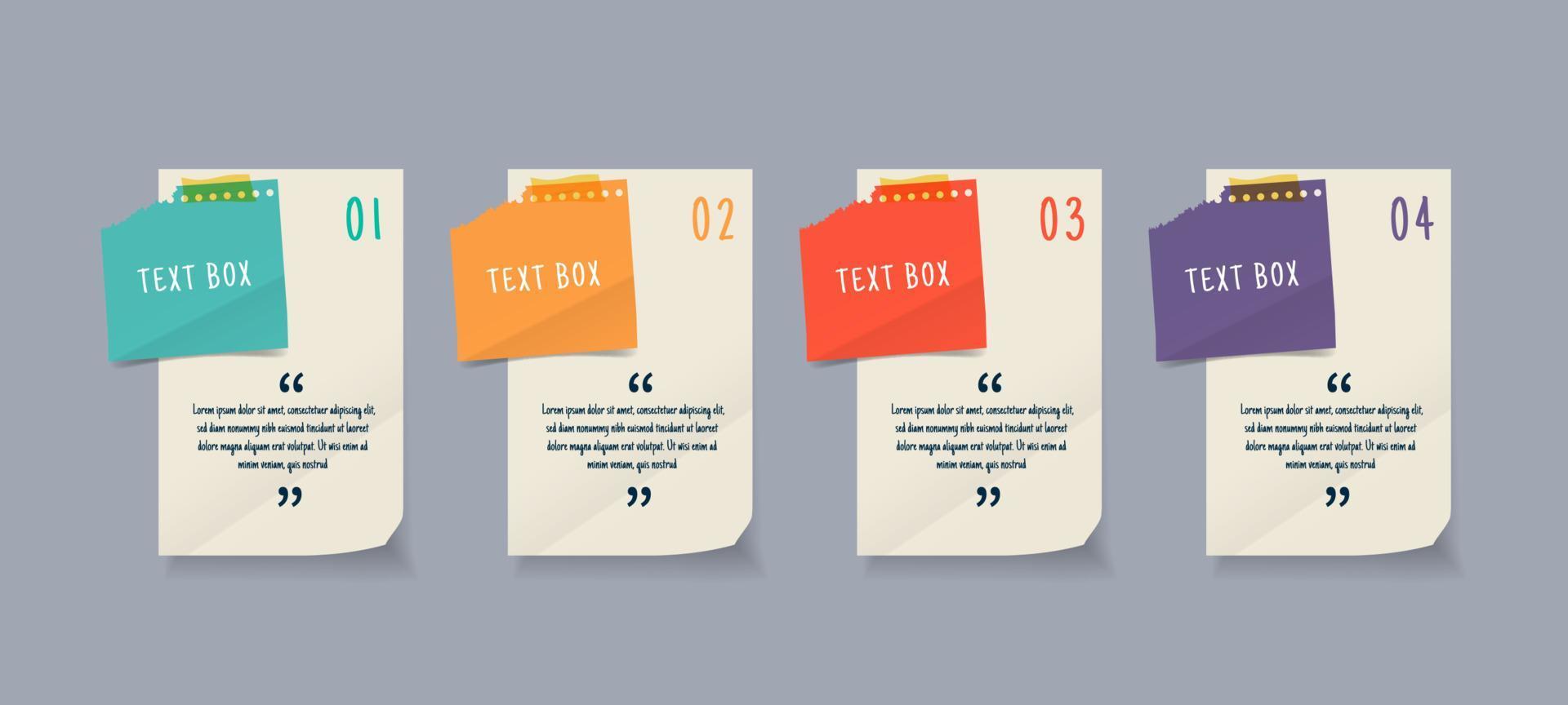 Text box design with notepapers mockup vector