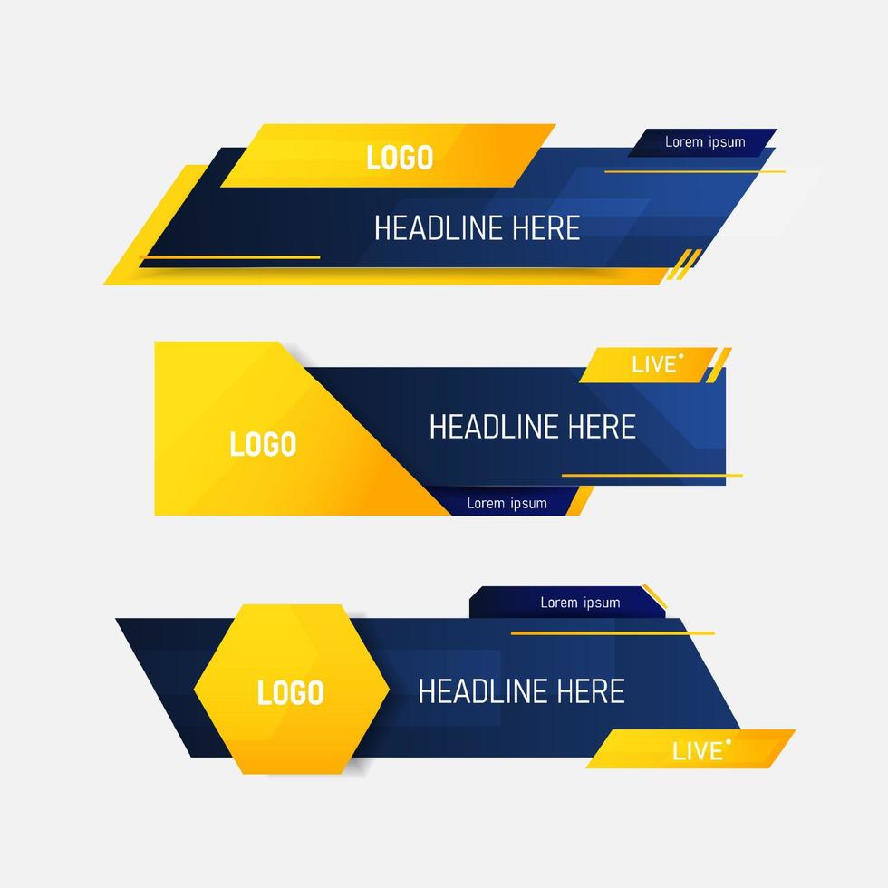 Broadcast News Lower Thirds Banner Pack. vector