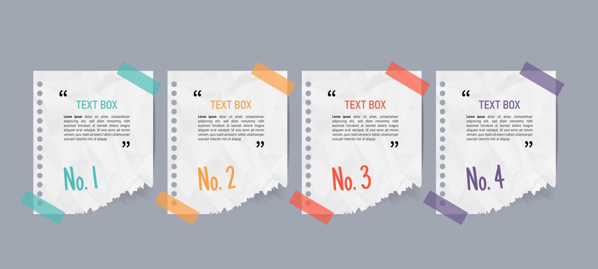 Text box design with notepapers mockup vector