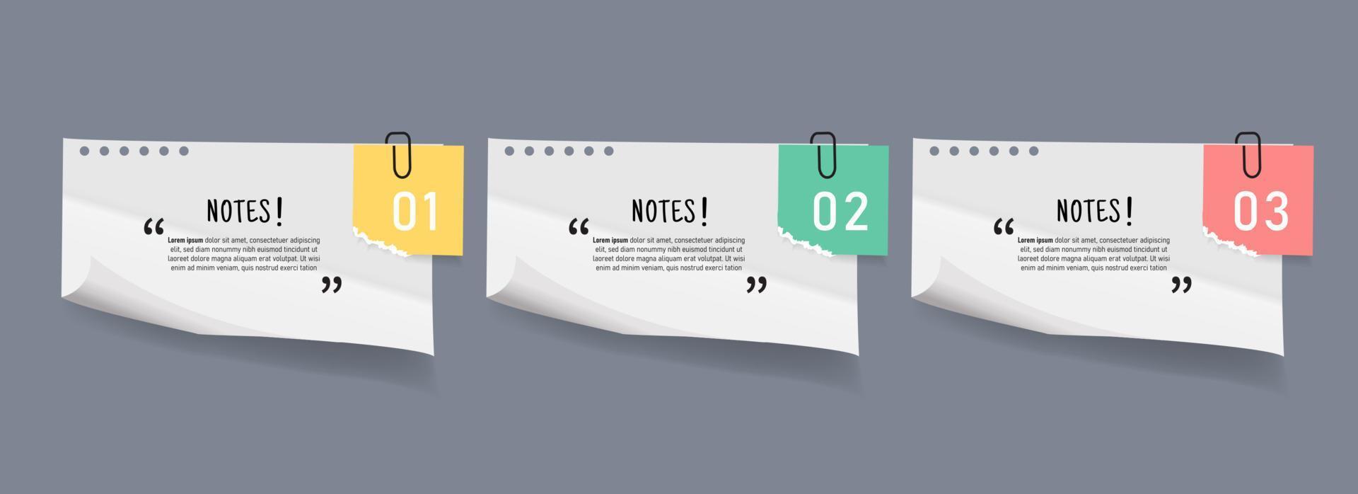 Notepapers stricker banner set vector