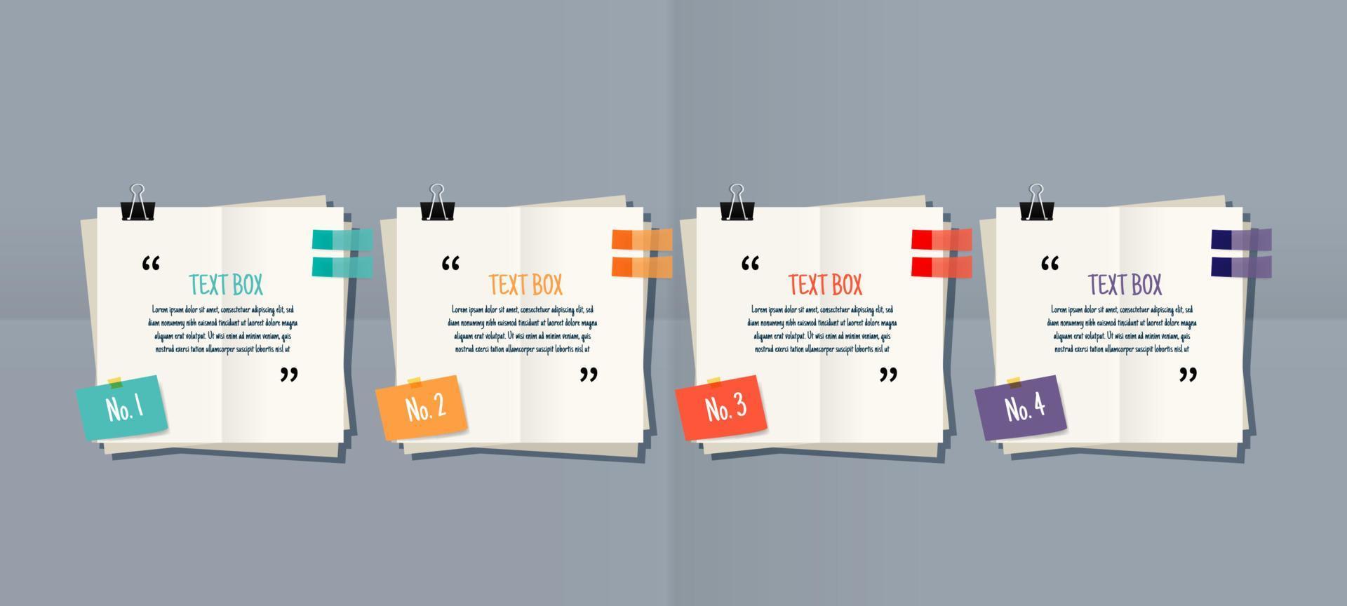 Text box design with note papers vector