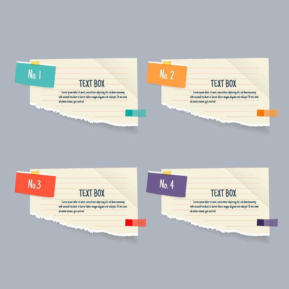 Text box design with notepapers mockup vector