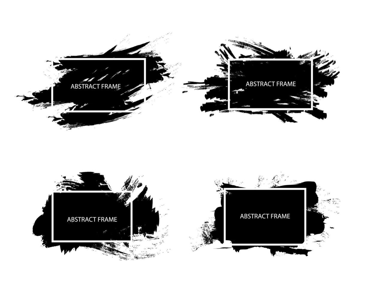 Set of Black grunge abstract background with square frame. vector