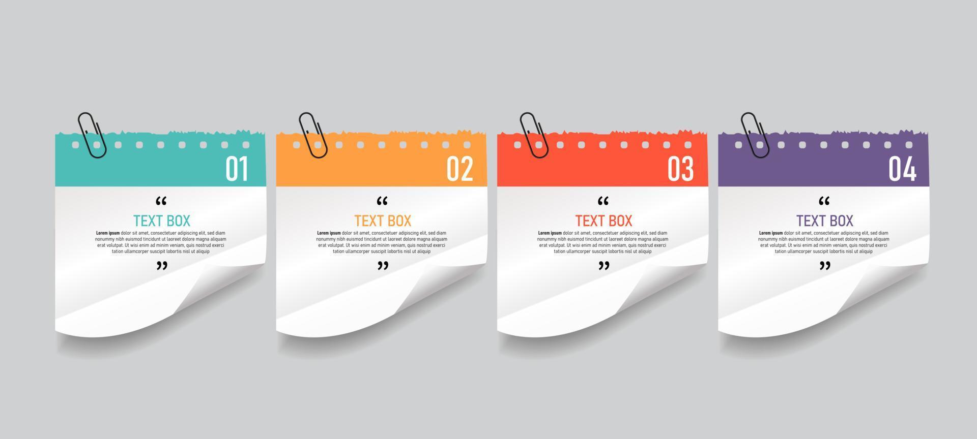 Text box design with notepapers mockup vector