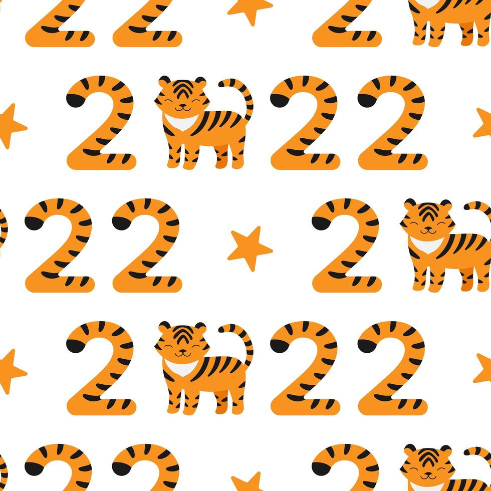 New year winter Seamless pattern with tiger vector