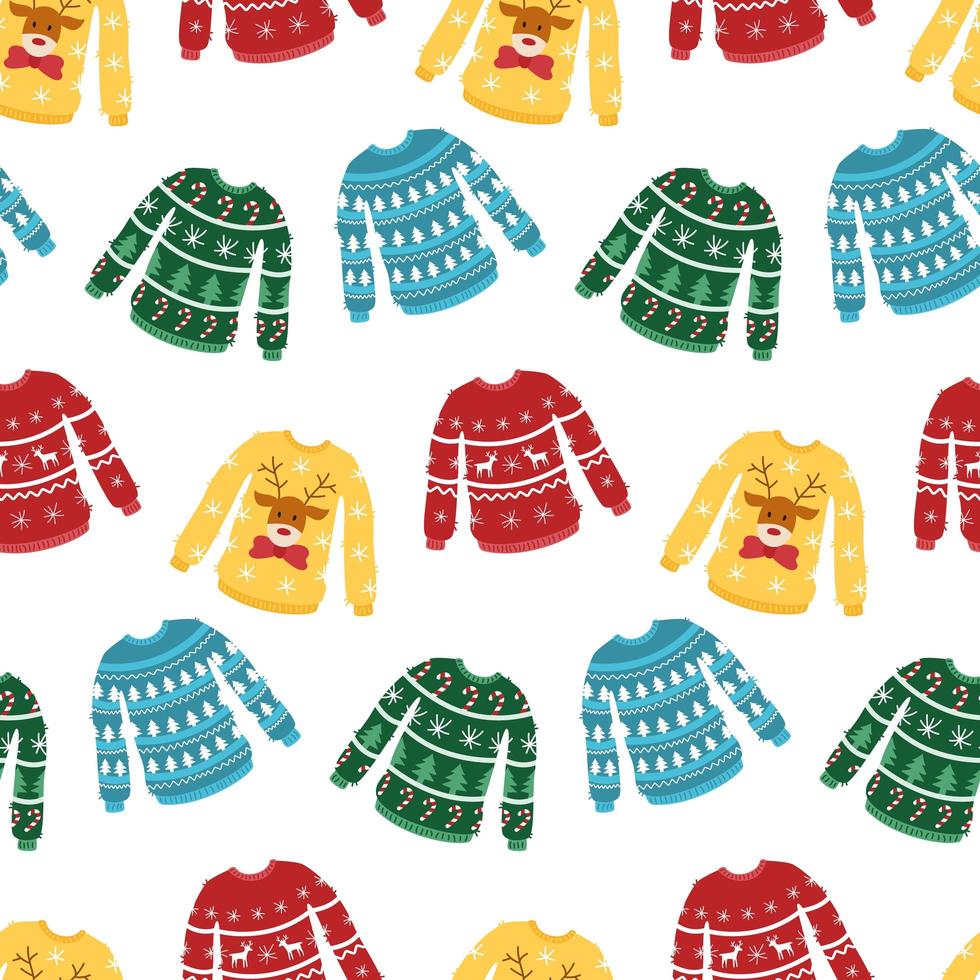 Ugly Christmas sweaters seamless pattern vector