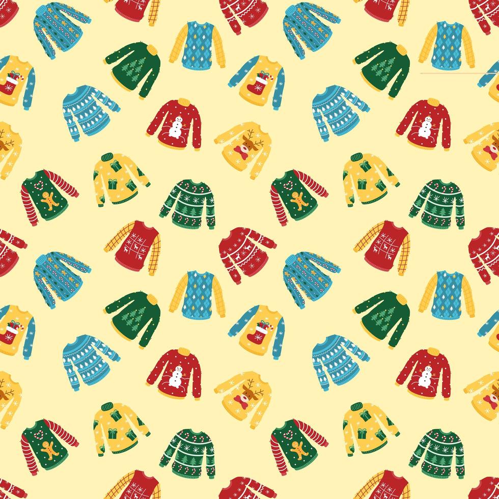 Ugly Christmas sweaters seamless pattern vector