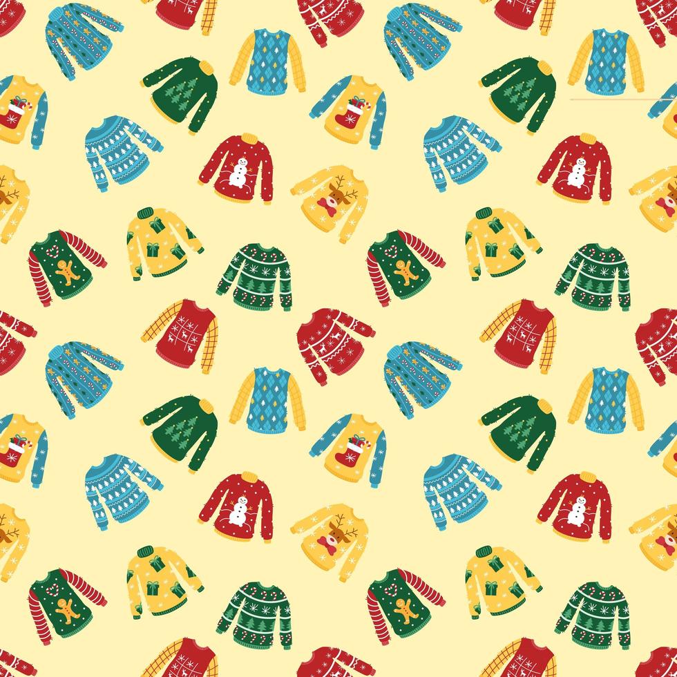 Ugly Christmas sweaters seamless pattern vector