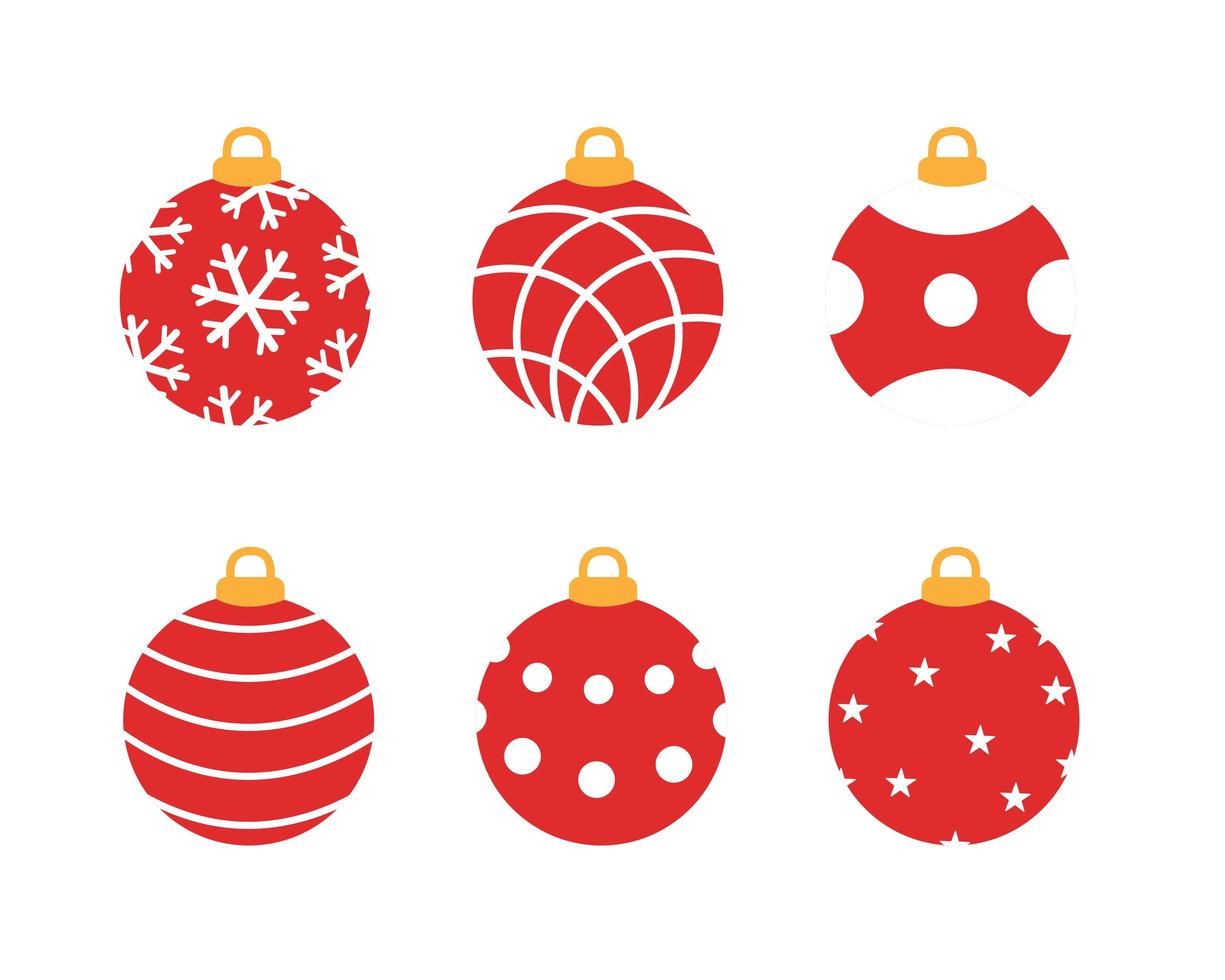 Set of Red Christmas Baubles. Vector illustration