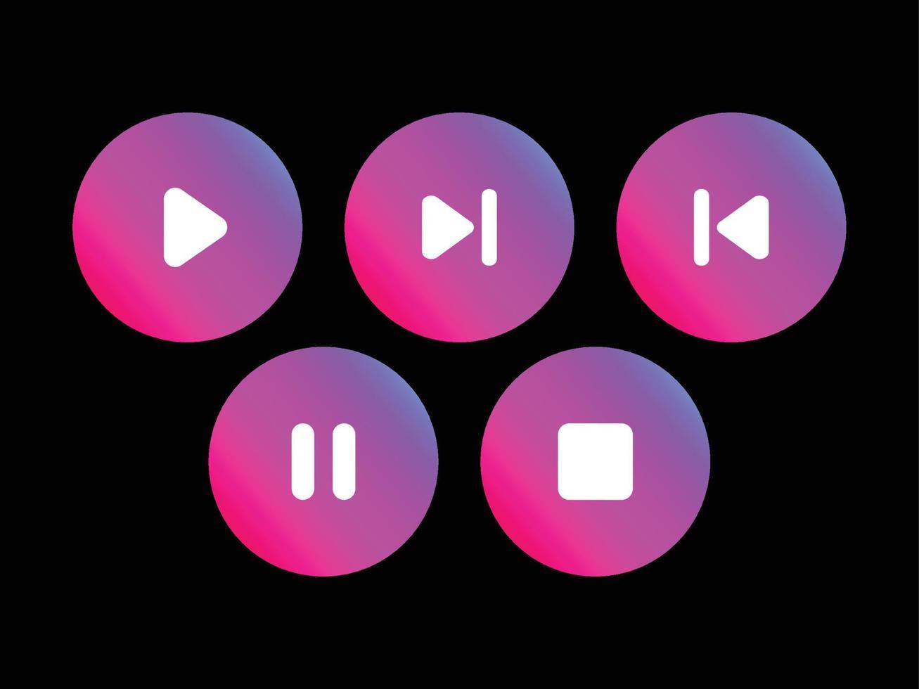 Media player icon, media player button, gradation icon set vector