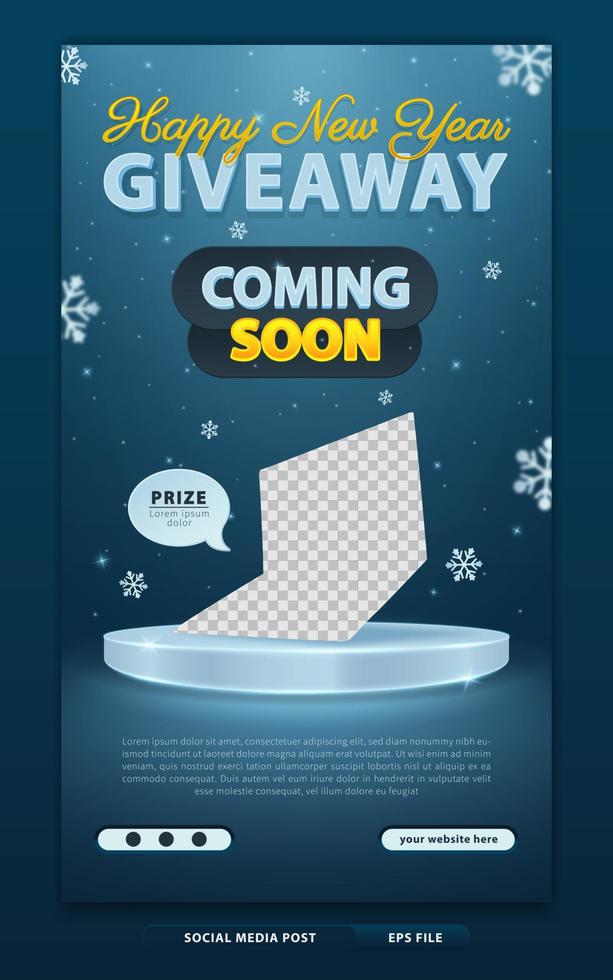 New year giveaway social media story or poster template vector