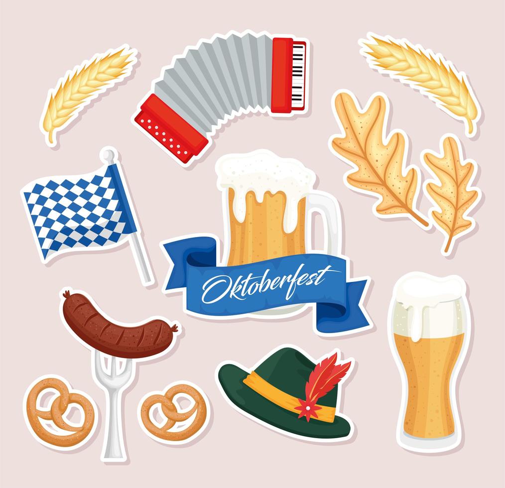 oktoberfest bundle icons vector