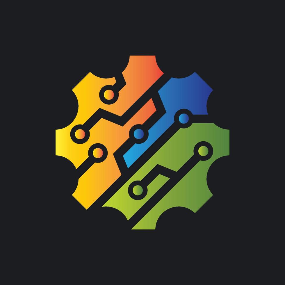 Gear tech colorful logo vector
