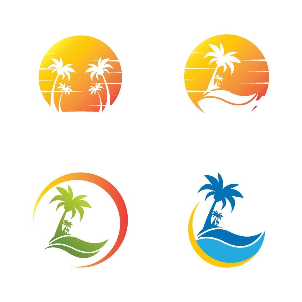 Palm tree summer vector logo icon set