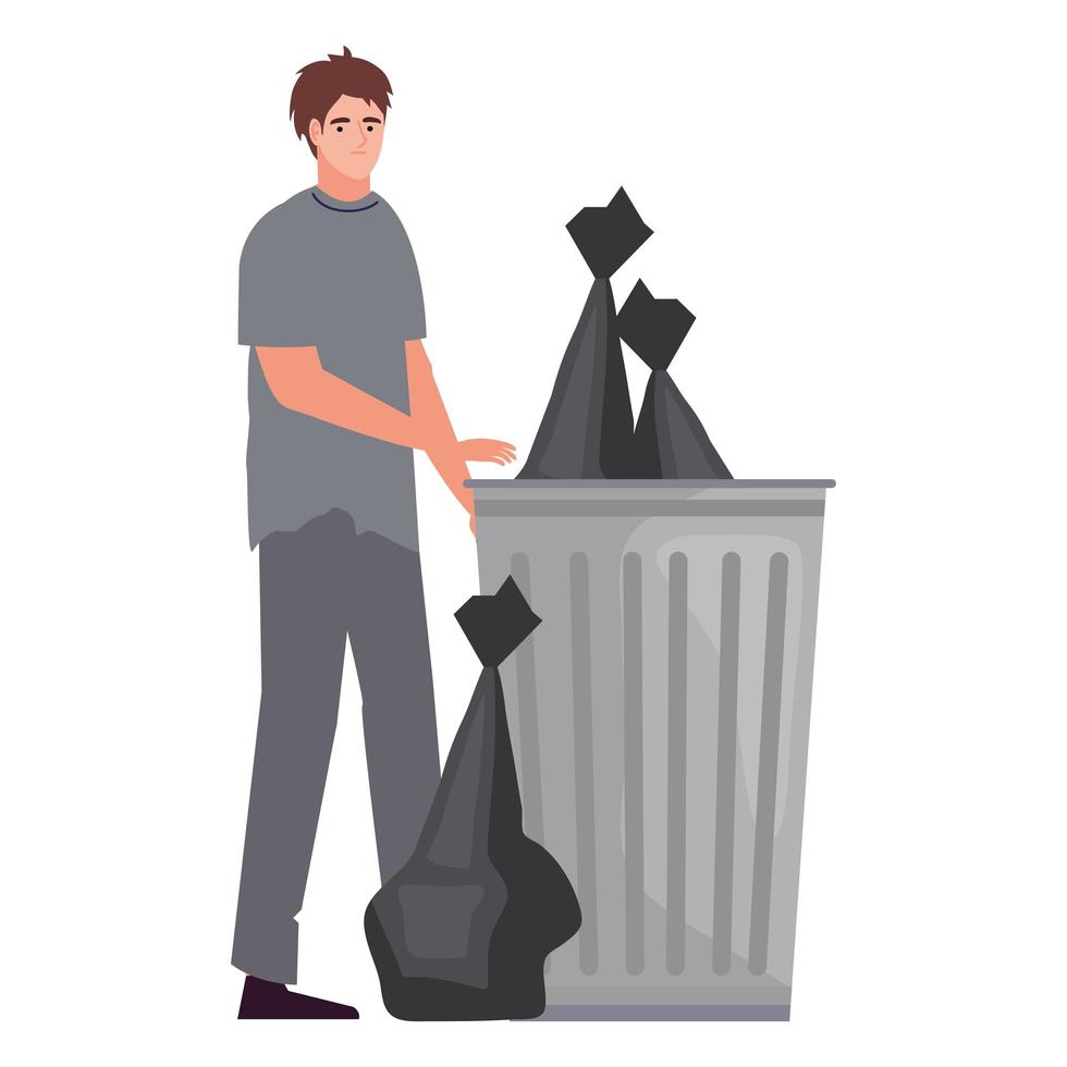 poor man with garbage vector