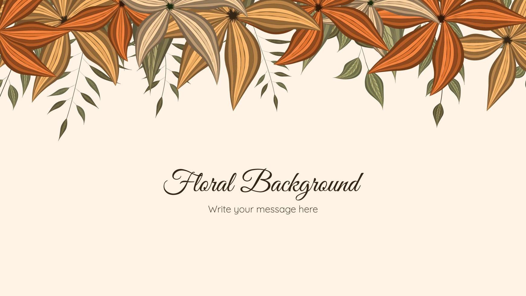 Beautiful floral frame background template with soft nature flowers, vector