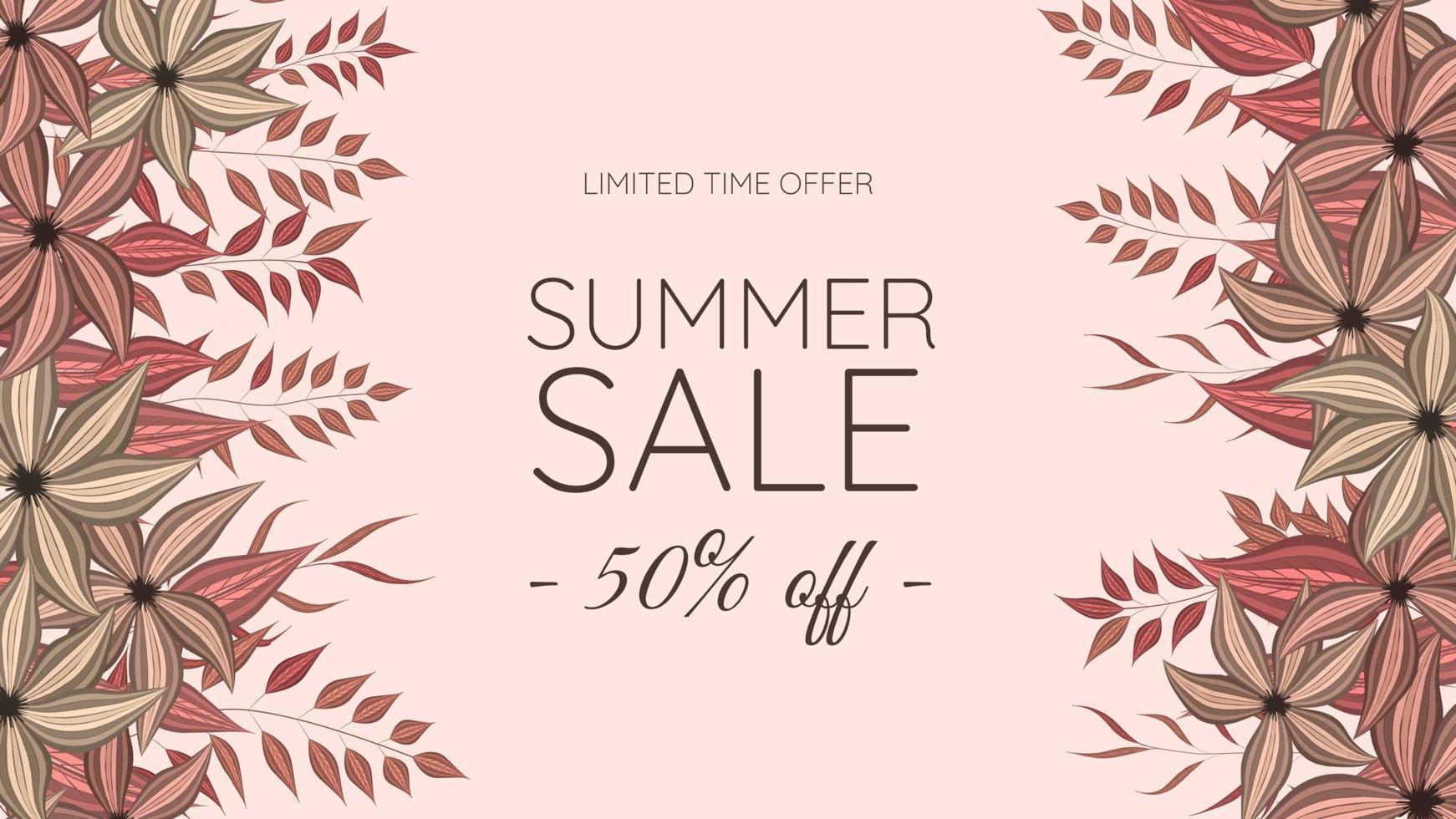Hot Summer Sale Floral Flowers banner for vacation, weekend, holiday vector
