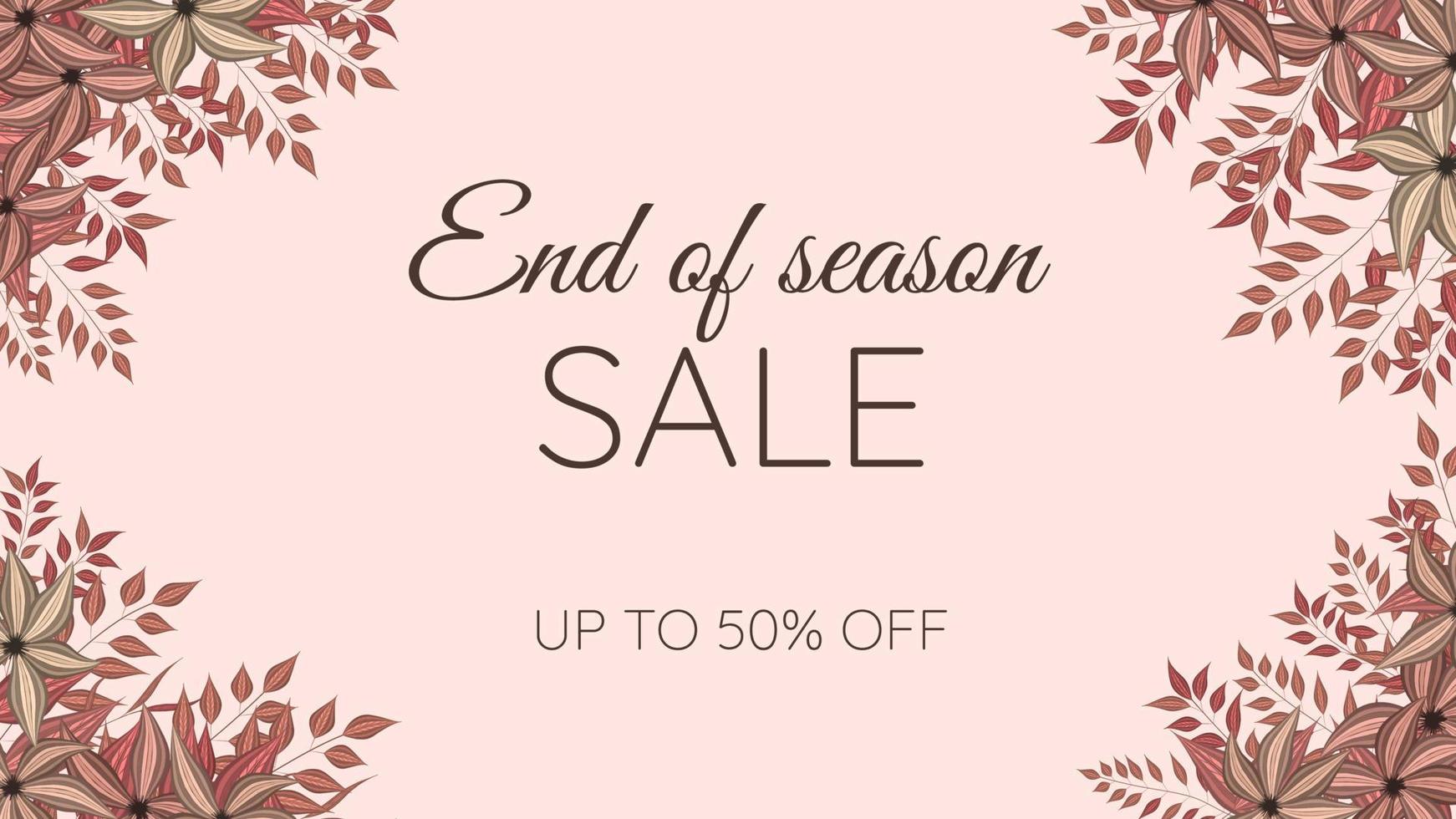 Floral border Fashion Sale frame card template for web background vector