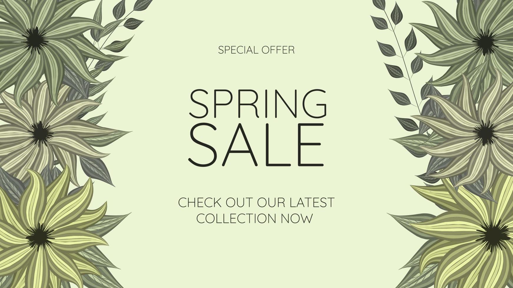 Spring Sale web banner. Multicolor editable floral frame background vector