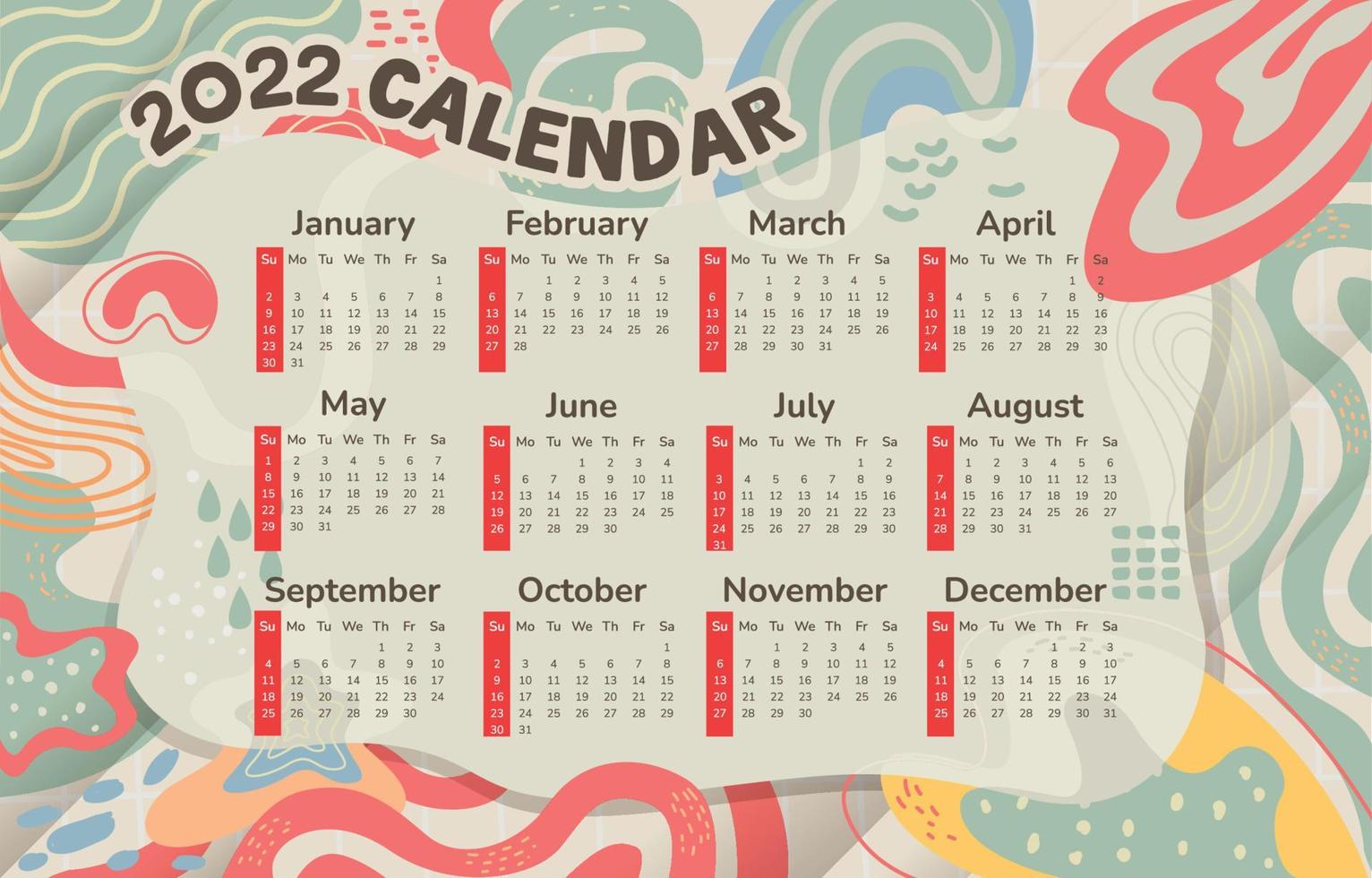 Fun 2022 Calender Template vector