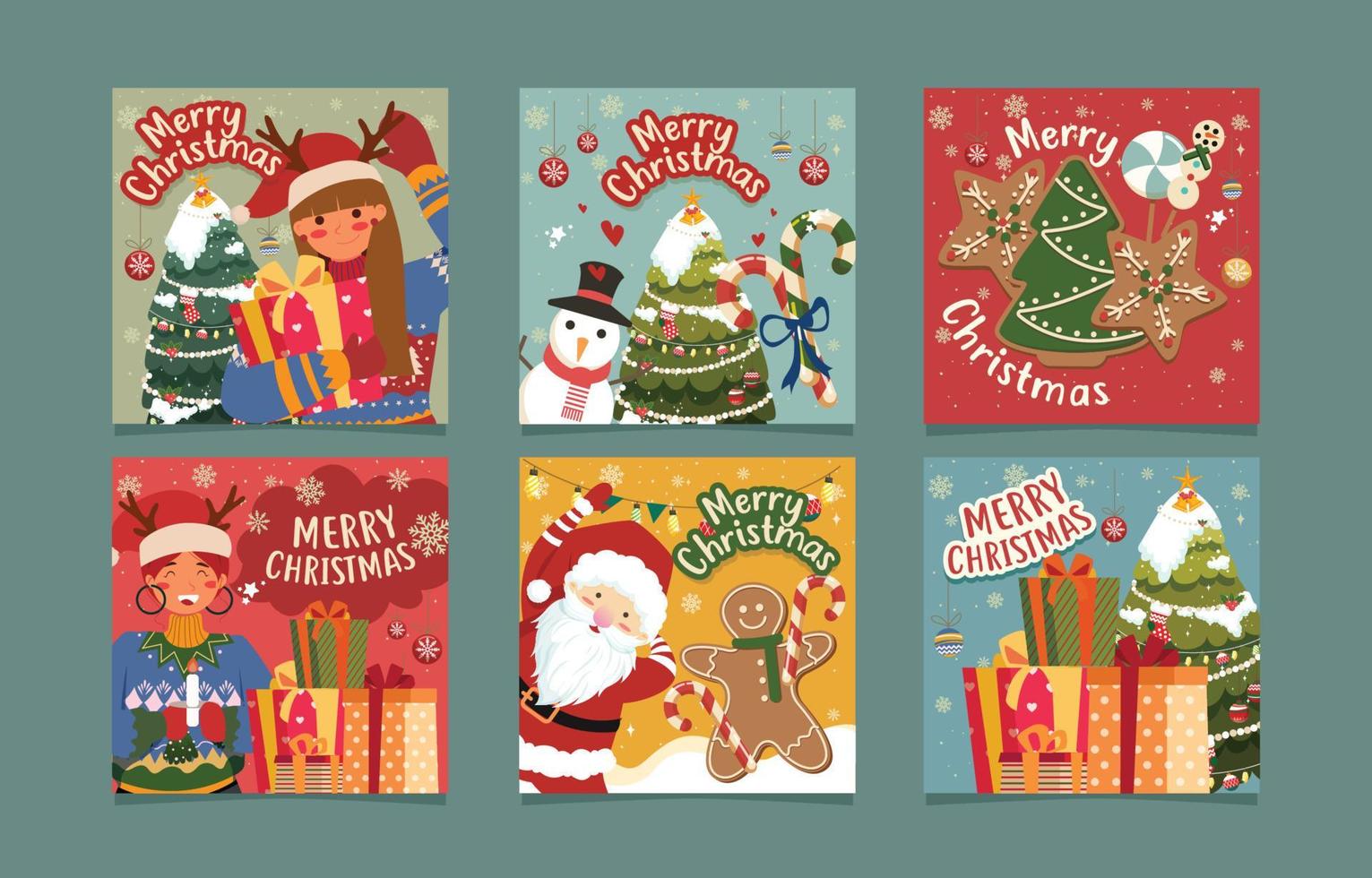 Merry Christmas Cute Social Media Post vector