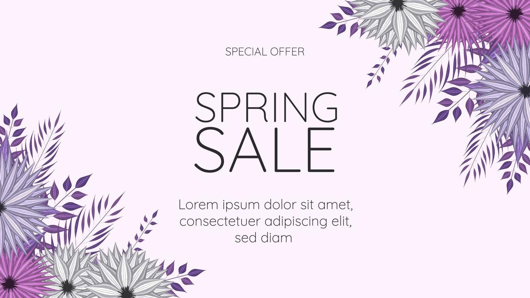 Plantilla de tarjeta de marco de venta de primavera de borde floral para fondo web vector