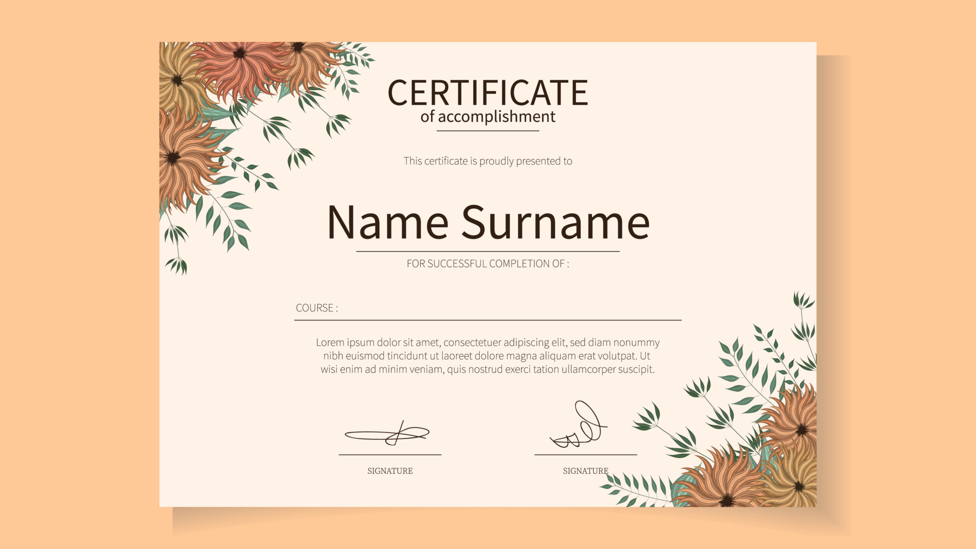 Floral Certificate template delicate romantic flowers for workshop Inside Workshop Certificate Template