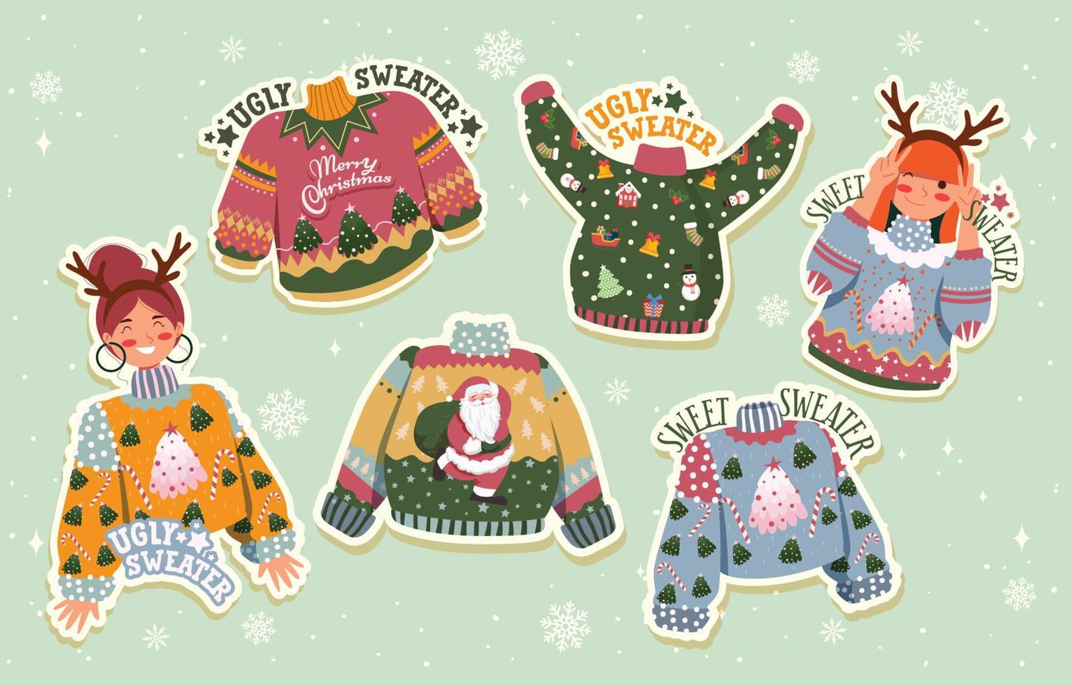 Cute Ugly Sweater Christmas Sticker vector