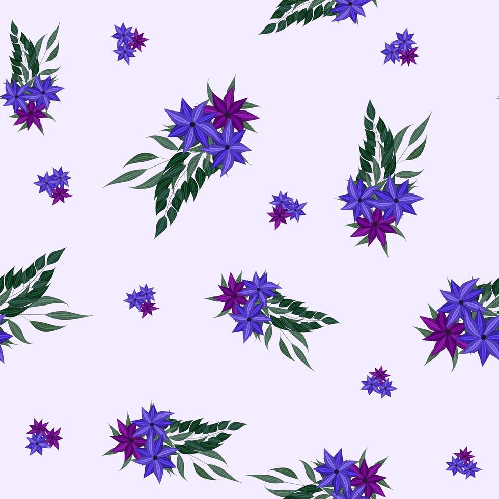 Seamless vector pattern surface design of colorful flower arrangements