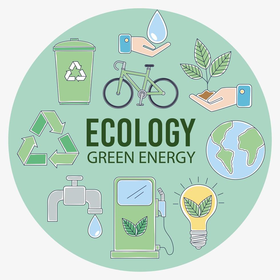 ecology icons in circle vector