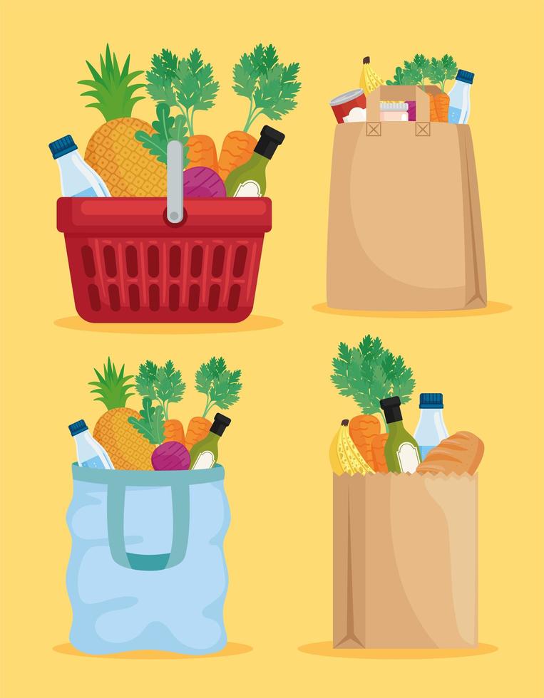 Groceries and shopping icon collection vector